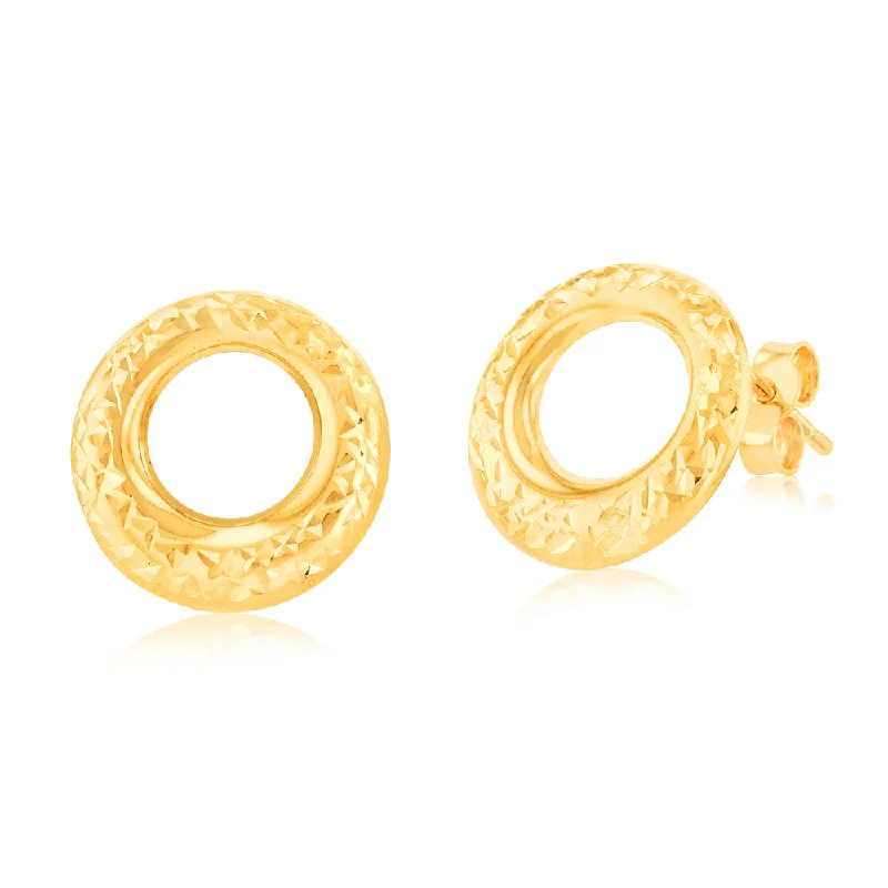 Best Jewelry Sale Prices – Limited-Time Offer 9ct Yellow Gold Textured Circle Of Life Stud Earrings