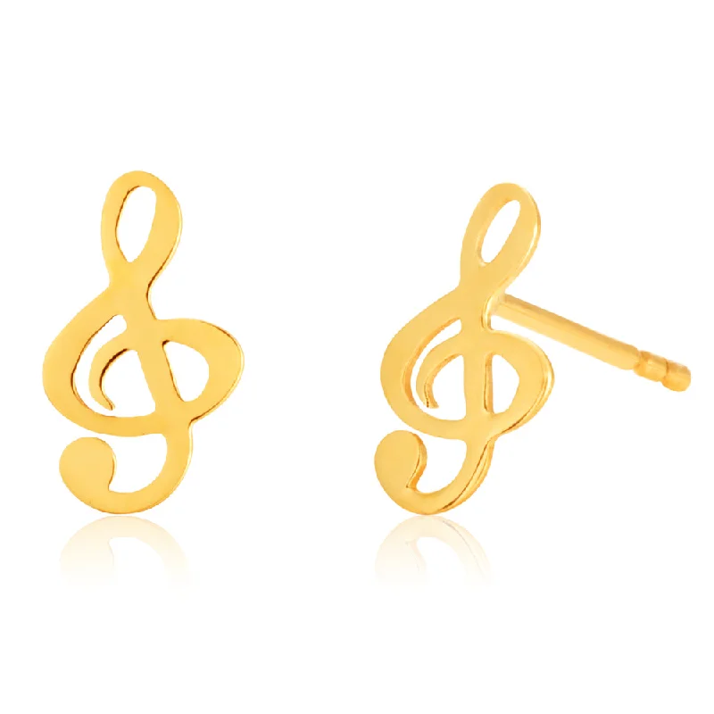 Exclusive Jewelry Sale Event – Shop Now 9ct Yellow Gold treble Cleff Stud  Earrings