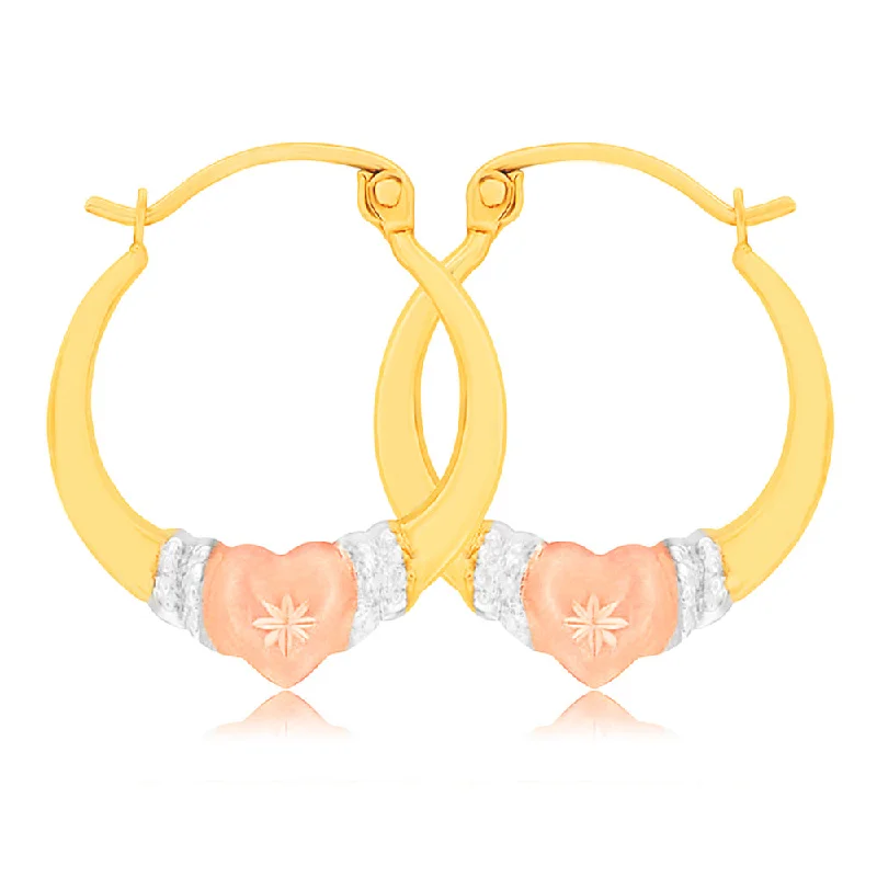 Your Perfect Accessory Now At The Best Price 9ct Yellow Gold, White Gold & Rose Gold Love Hoop Earrings