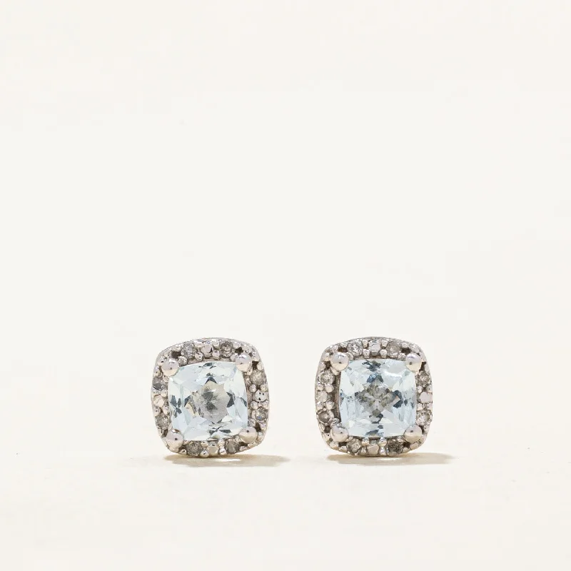Elegant Jewelry At Unbeatable Offers – Shop Before It's Gone Aquamarine & Diamond Stud Earrings | 0.60ctw, 0.08ctw |