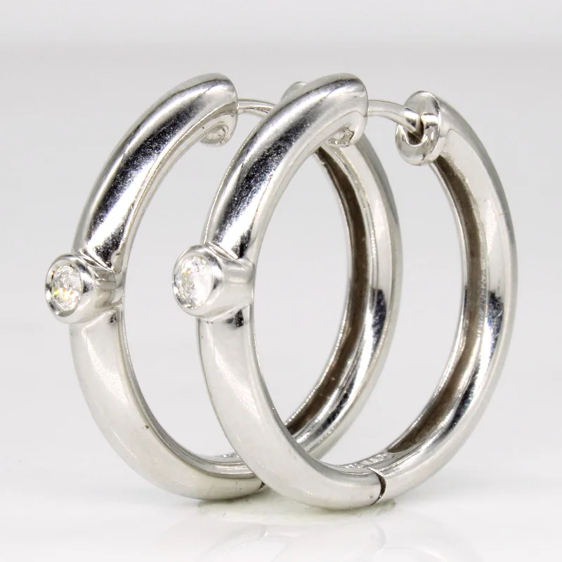 Handmade Pearl Jewelry For Timeless Elegance Bezel Set Diamond Hoop Earrings | 0.12ctw |