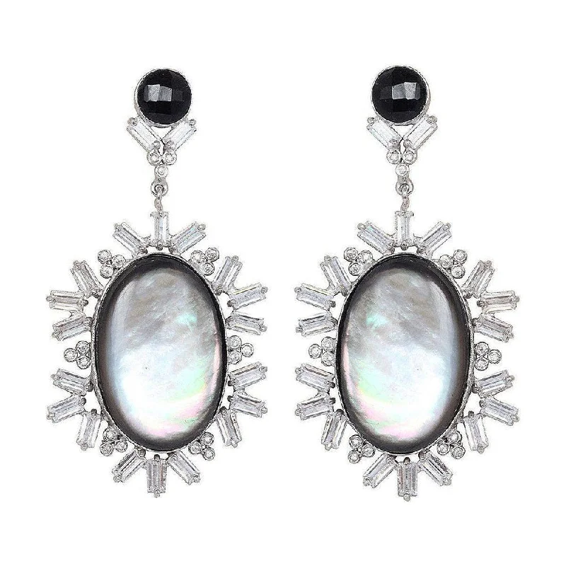 Classic And Modern Jewelry Styles On Sale Black Onyx and Mother of Pearl Earrings