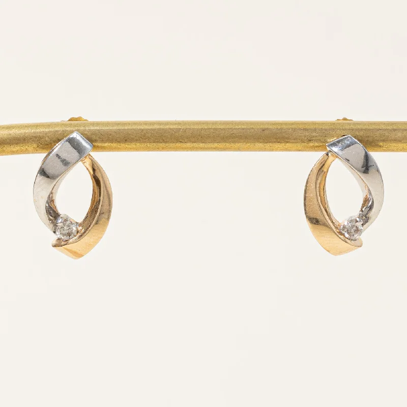 Premium Jewelry Now Available At Special Discounts Two Tone Gold Diamond Abstract Stud Earrings | 0.16ctw |