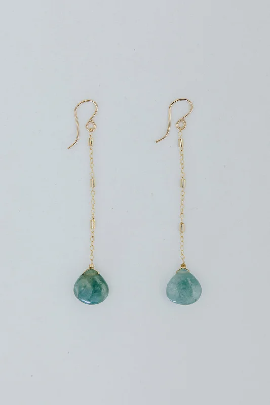 Dainty Floral Jewelry For Feminine Elegance Drop Bar Link Chain Earrings - Grandidierite