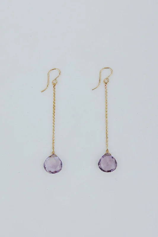 Clearance Sale On High-End Jewelry Collections Drop Chain Earrings - Amethyst
