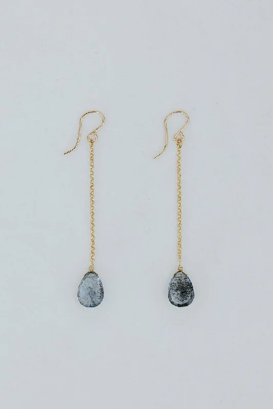 Delicate Crystal Jewelry For Sophisticated Charm Drop Chain Earrings - Copper Aquamarine