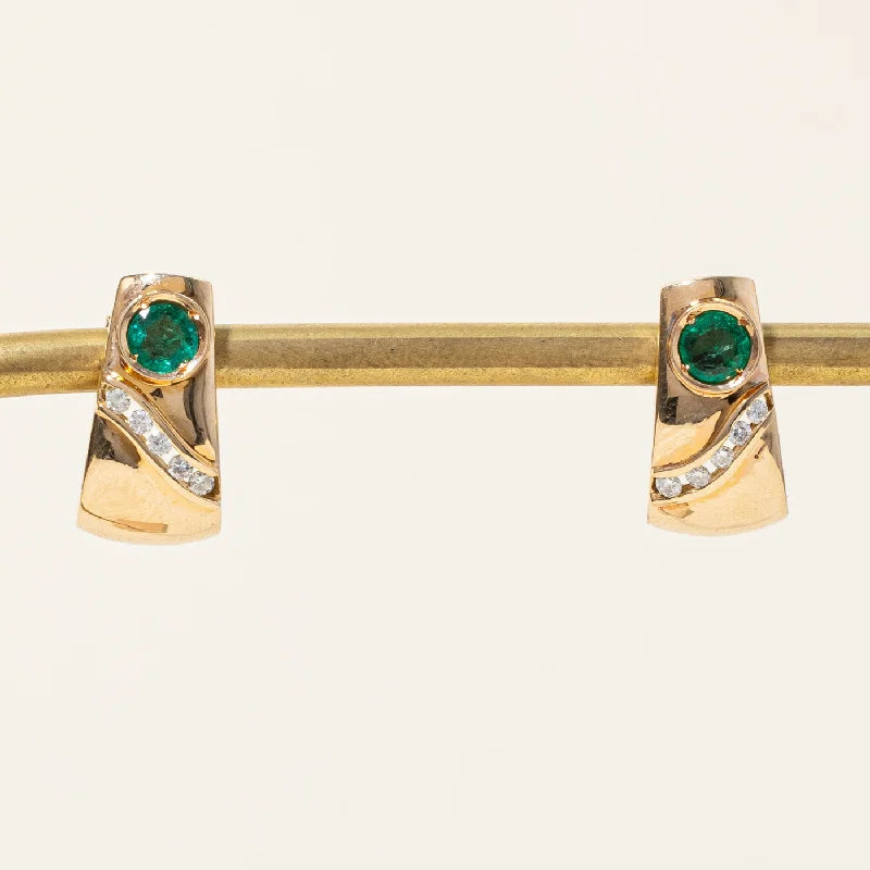 Holiday Jewelry Sale – Perfect Gifts At Great Prices Emerald & Diamond Half Hoop Stud Earrings | 0.50ctw, 0.16ctw |