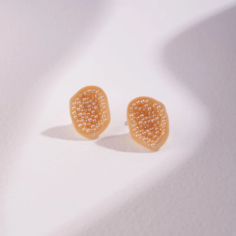 Get The Sparkle You Love At Prices You Adore Freshwater Souffle Pearl Geode Stud Earrings with Seed Pearls