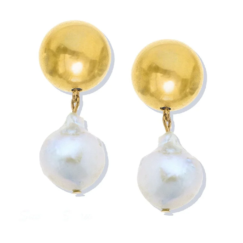 Your Dream Jewelry At Dream Prices – Shop Now Gold Bead with Pearl Dangle Earrings