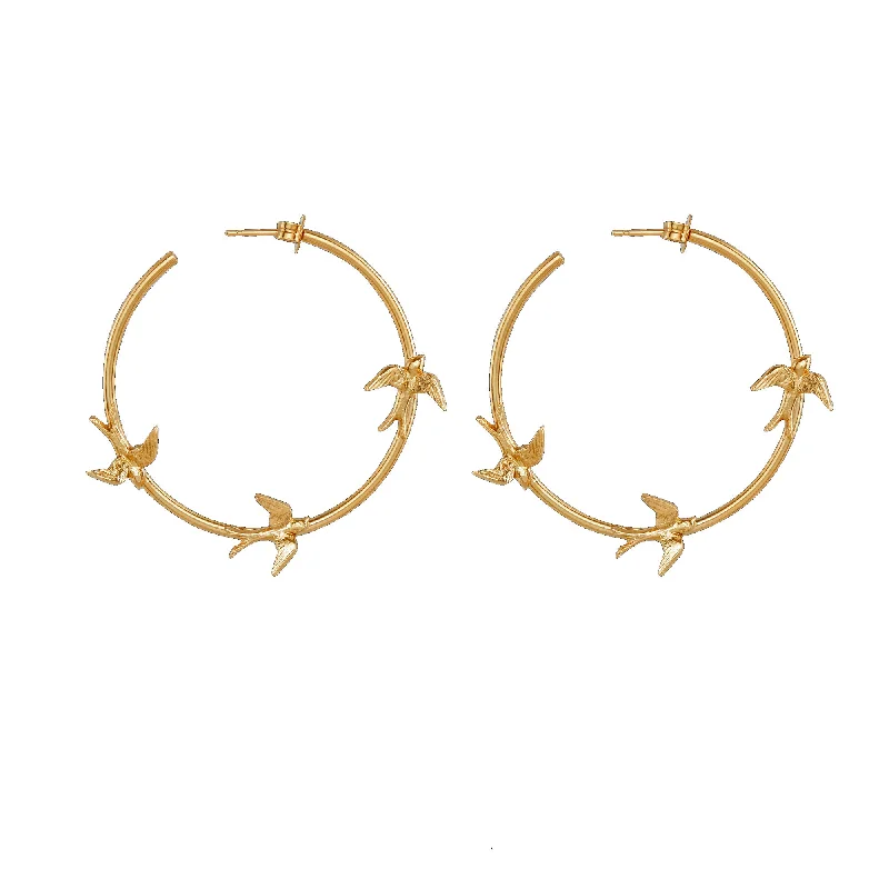 Adjustable Charm Bracelets For A Perfect Fit Gold Flight of the Swallow Hoop Earrings