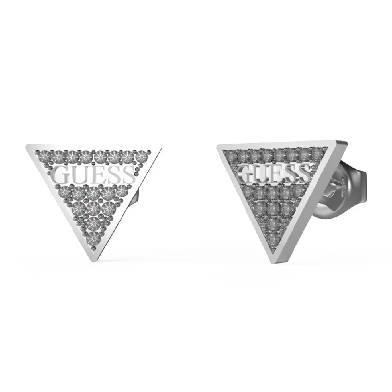 Breathtaking Jewelry At Limited-Time Savings Guess Stainless Steel 11mm Pave Logo Triangle Stud Earrings