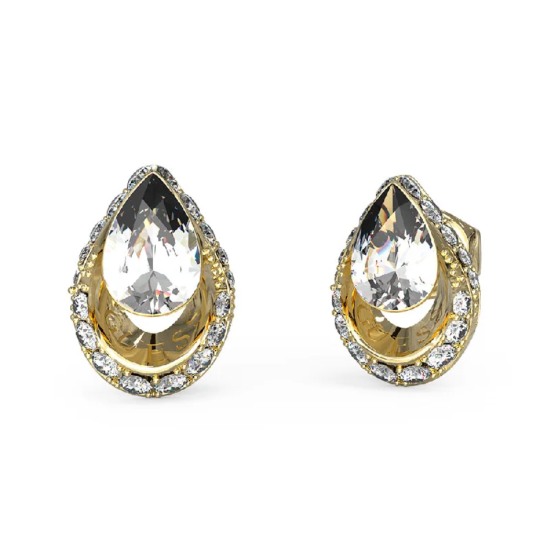 Must-Have Jewelry At Unbelievable Discounts Guess Stainless Steel Gold Plated 11mm Crystal Drop Stud Earrings
