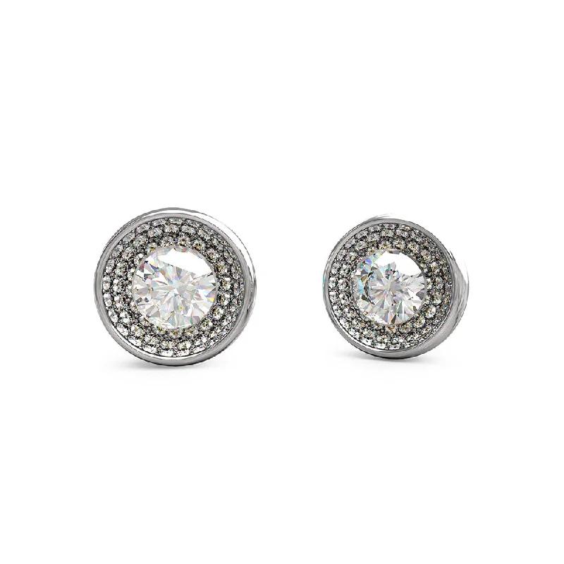 Premium Diamond Jewelry At Once-In-A-Lifetime Discounts Guess Stainless Steel Rhodium Plated 12mm Solitaire Stud Earrings