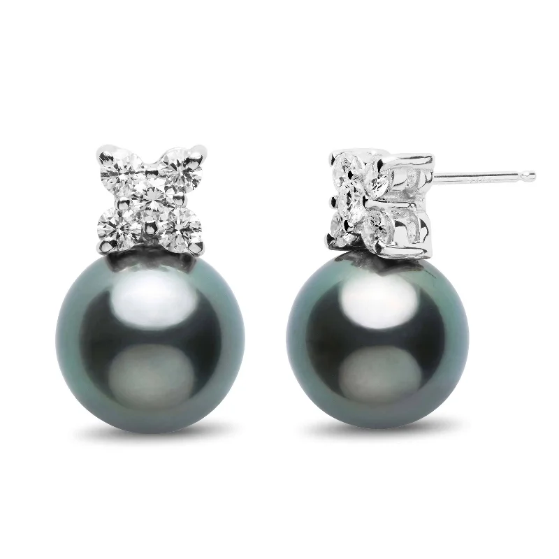 Elegant Jewelry, Affordable Luxury – Shop Now Kiss Collection Tahitian 11.0-12.0 mm Pearl and Diamond Stud Earrings