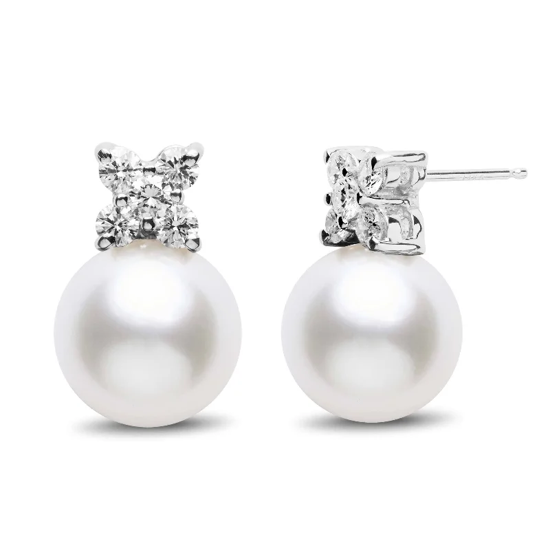 Limited Stock On Premium Jewelry At Low Prices Kiss Collection White South Sea 11.0-12.0 mm Pearl and Diamond Stud Earrings