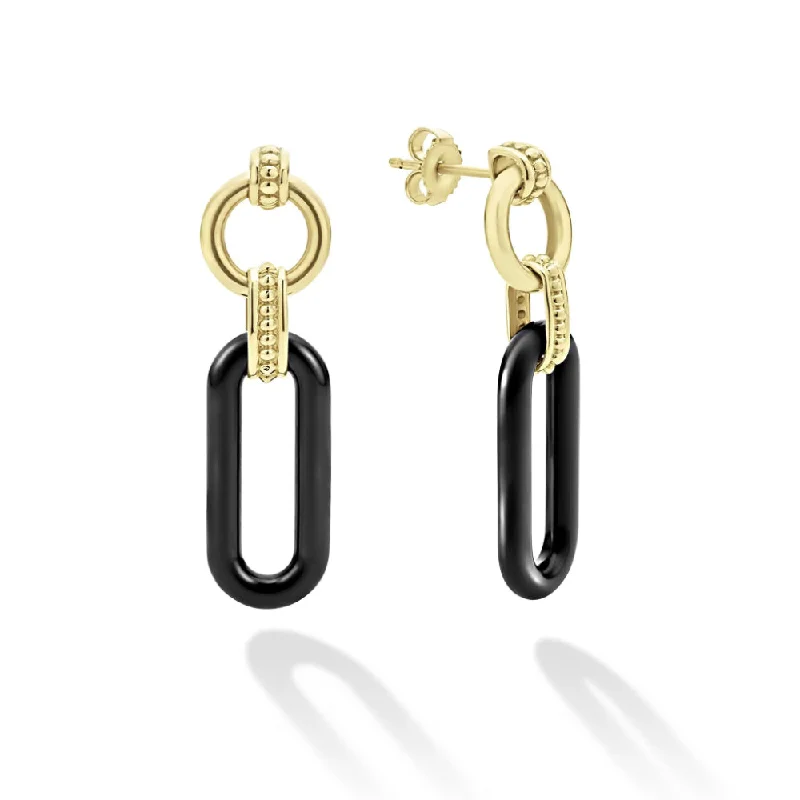 Flash Sale On Exquisite Jewelry – Don't Miss Out Lagos 18k Gold and Black Ceramic Link Drop Earrings Flash Sale On Exquisite Jewelry – Don't Miss Out Lagos 18k Gold and Black Ceramic Link Drop Earrings