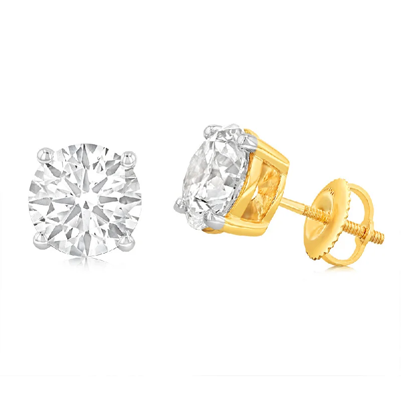 High-Quality Jewelry At A Fraction Of The Cost Luminesce Lab Grown 4 Carat Solitaire Diamond Stud Earrings in 14ct Yellow Gold