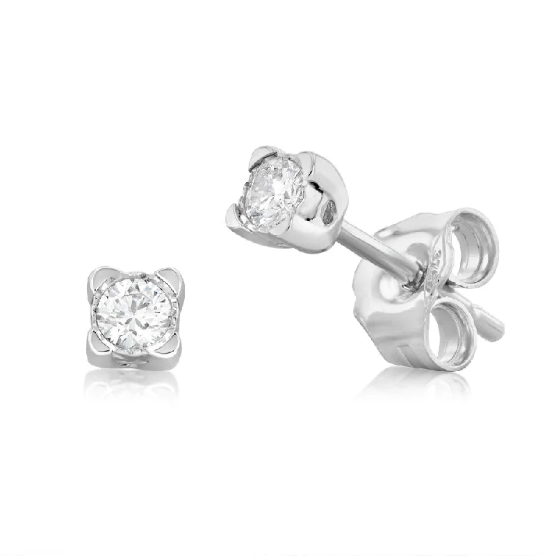 Limited-Time Offer On Premium Jewelry Collections Luminesce Lab Grown 9ct White Gold 1/10 Carat Diamond Solitaire Stud Earrings