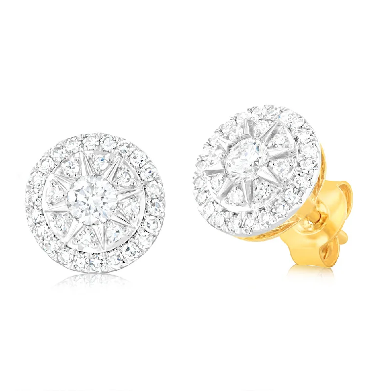 Chic, Trendy, And Affordable Jewelry Sale Luminesce Lab Grown 9ct Yellow Gold Stud Earrings in 0.60 Carat Diamond