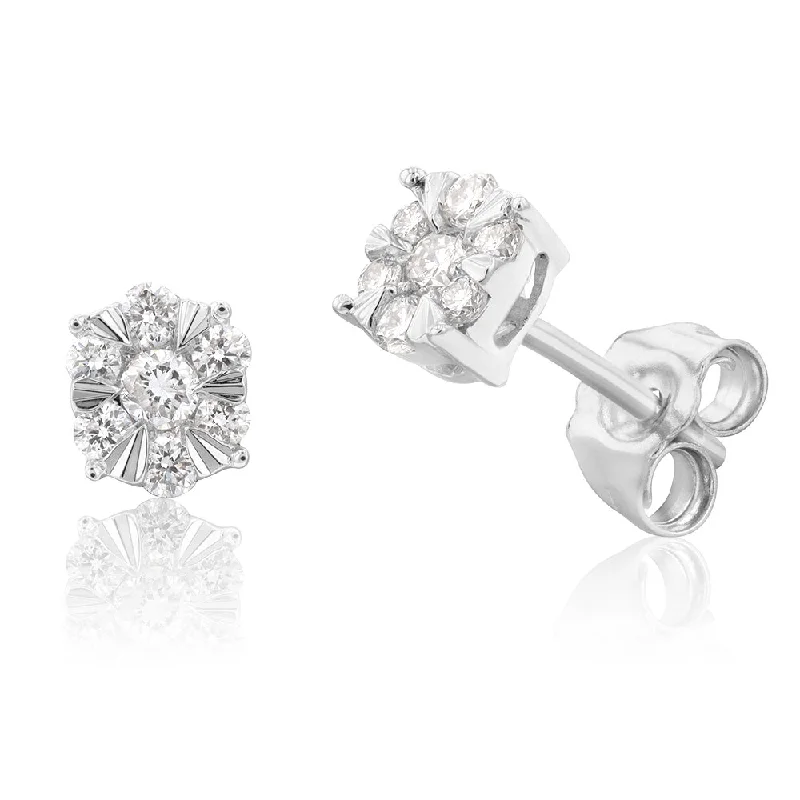 Elevate Your Outfit With Discounted Statement Jewelry Luminesce Lab Grown Diamond 1/4 Carat Stud Earrings in Silver