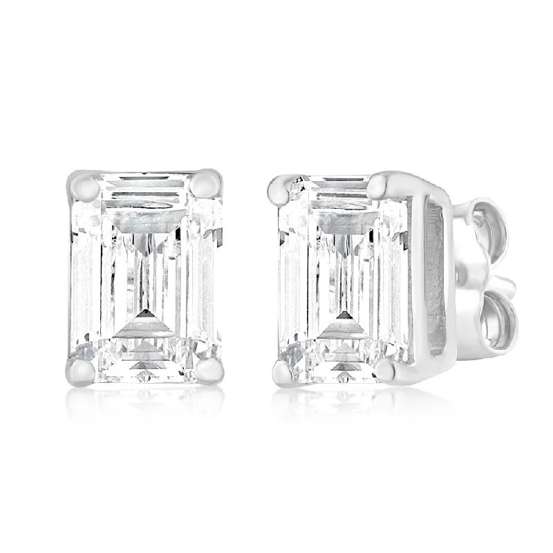 Trending Jewelry Styles Now At Limited-Time Discounts Luminesce Lab Grown Emerald Shaped 1 Carat Diamond Stud Earrings in 14ct White Gold