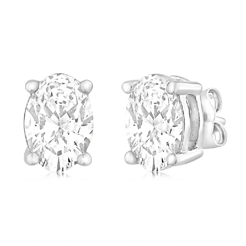 Discounted Jewelry For A Glamorous Look Luminesce Lab Grown Oval Cut 1 Carat Diamond Stud Earrings in 14ct White Gold