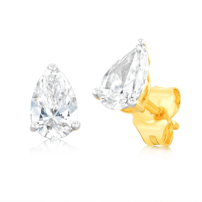 Personalized Jewelry Sale – Meaningful Gifts At Great Prices Luminesce Lab Grown Pear Shaped 1 Carat Diamond Stud Earrings in 14ct Yellow Gold