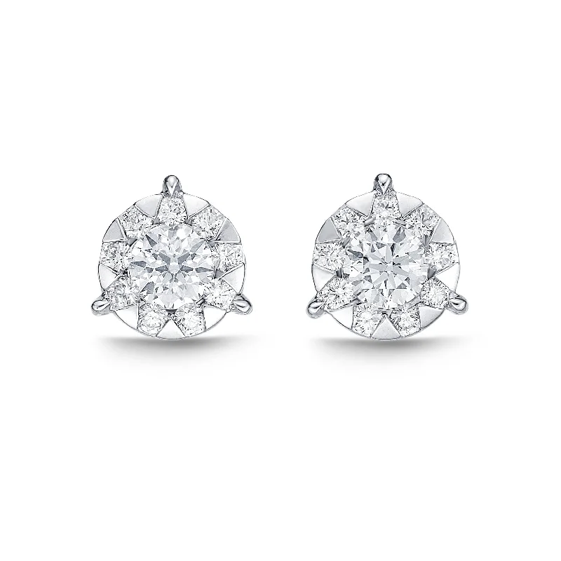 Discover Unique Jewelry With Special Limited-Time Offers Memoire 18ct White Gold 0.15 Carat Diamond 3 Prong Bouquet Style Stud Earrings