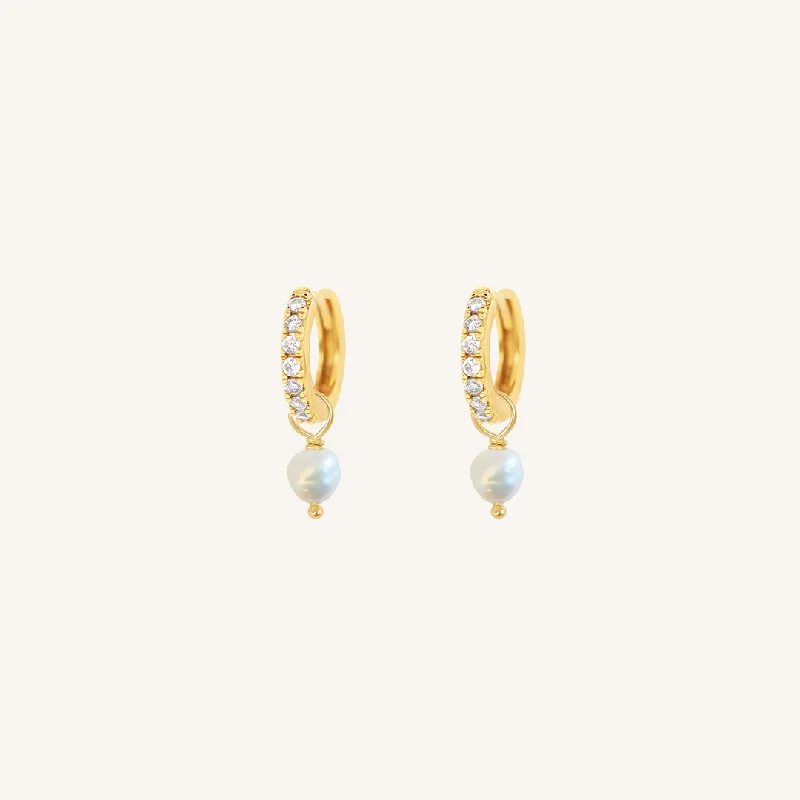 Modern Statement Jewelry For Bold Styling Pearl Crystal Hoops - Stone of Potential