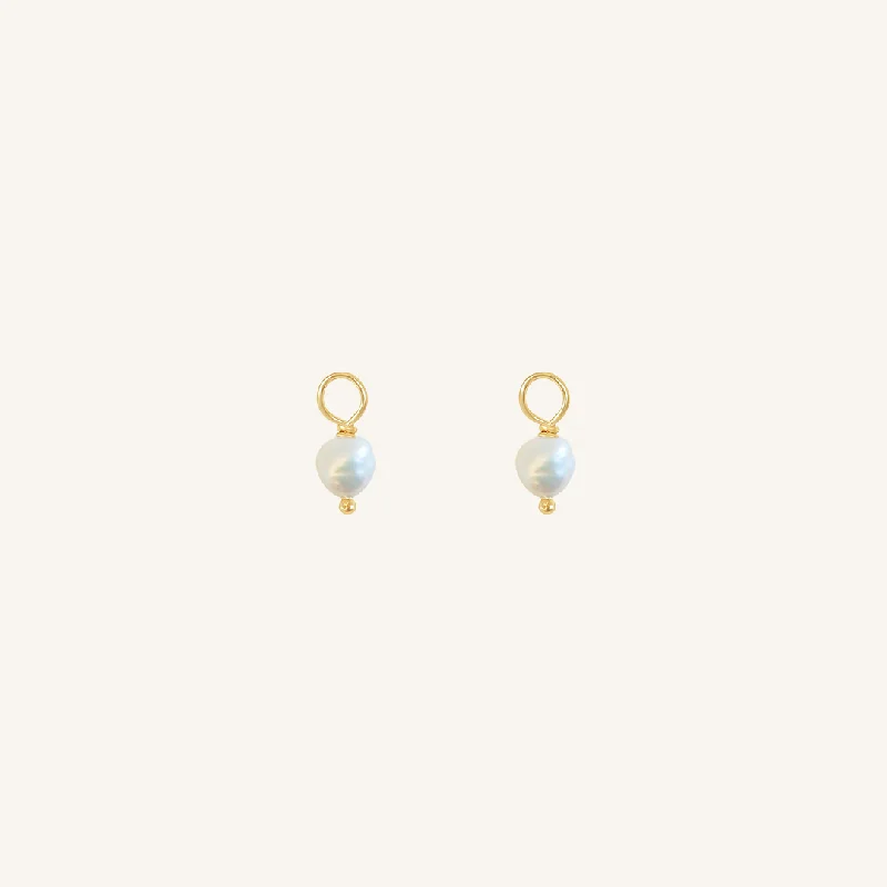 Fashion-Forward Geometric Jewelry For Contemporary Style Pearl Hoop Charm - Stone of Potential (Set of 2)