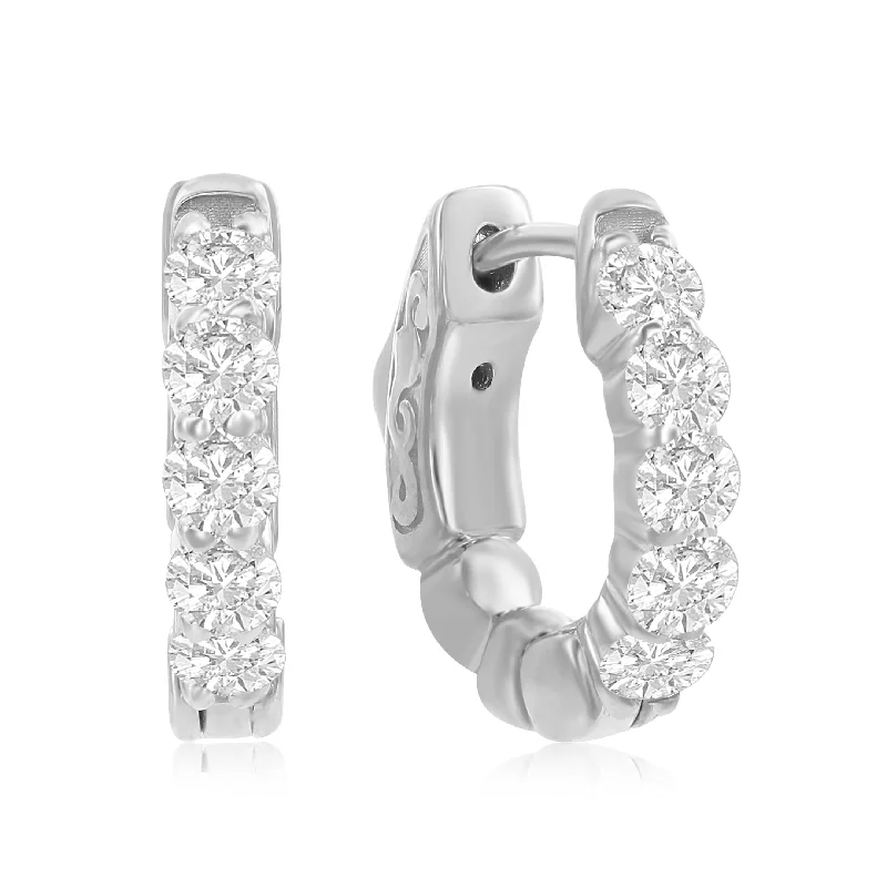 Affordable Glamour – Premium Jewelry For Less Smyth Diamond Classics 14k Gold Diamond Huggie Hoop Earrings