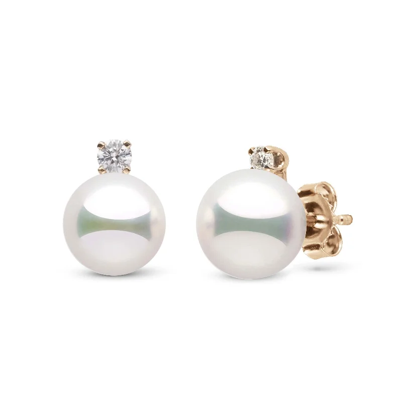 Luxury Jewelry Sale – Sparkle For Less Starlight Collection 8.5-9.0 mm Natural White Hanadama Pearl and Diamond Stud Earrings