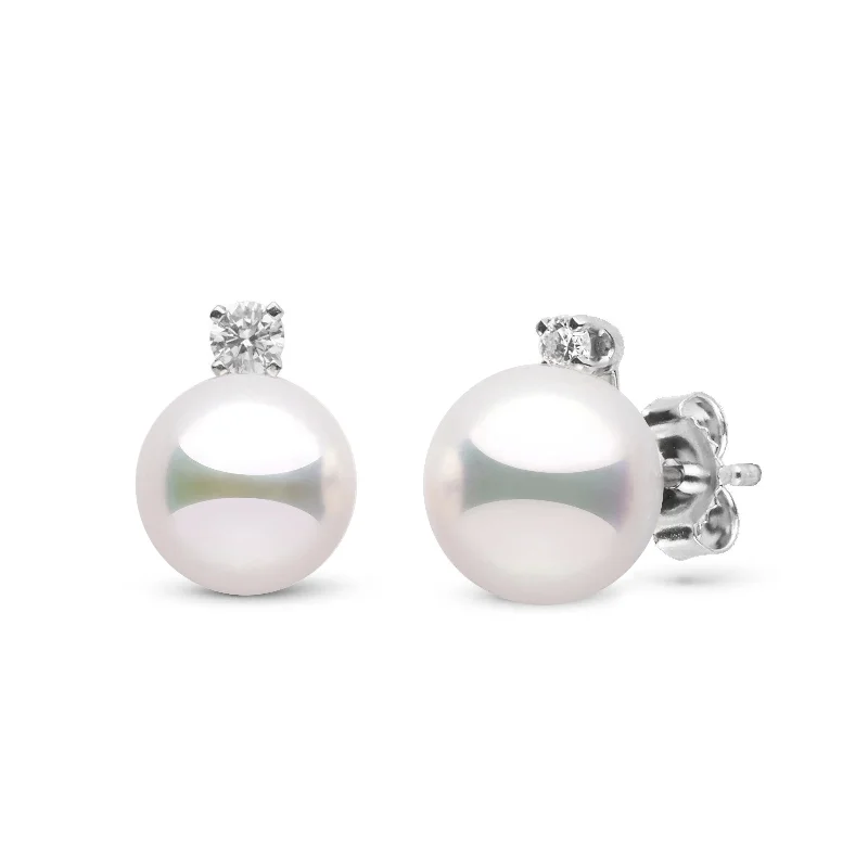 Flash Sale On Exquisite Jewelry – Don't Miss Out Starlight Collection 8.5-9.0 mm White Hanadama Pearl and Diamond Stud Earrings