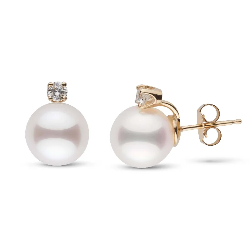 Handcrafted Beauty At Affordable Prices Starlight Collection 9.0-9.5 mm Akoya Pearl & Diamond Stud Earrings