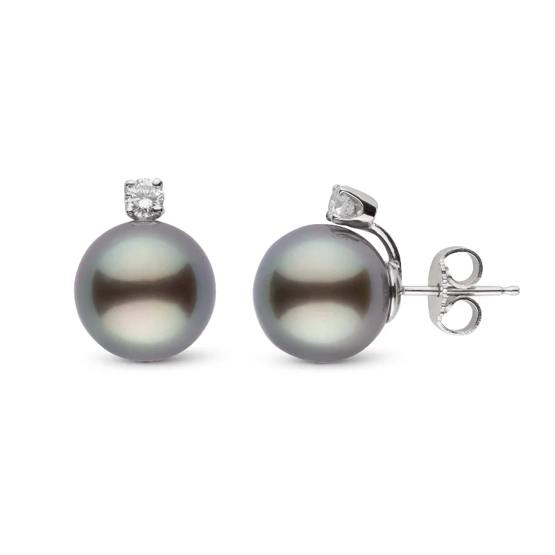 High-End Jewelry, Now More Affordable Than Ever Starlight Collection 9.0-10.0 mm Tahitian Pearl & Diamond Stud Earrings