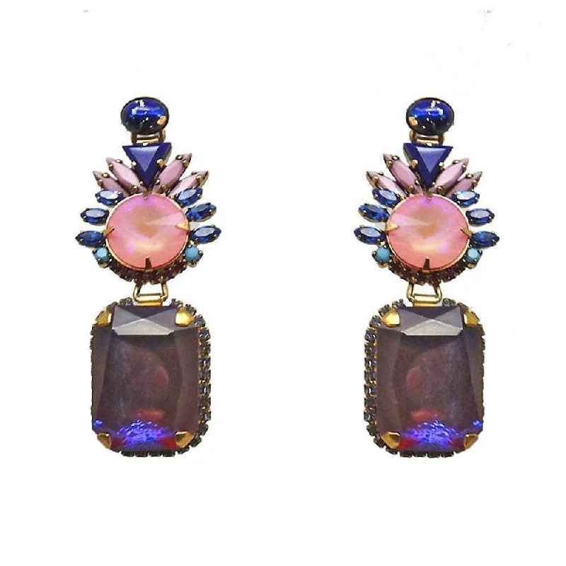 Romantic Heart-Shaped Jewelry For Special Gifts Statement Earring in Grape and Pink