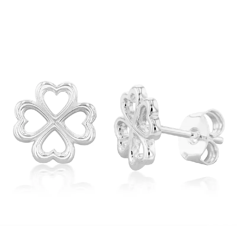 High-Quality Gemstone Jewelry For Special Occasions Sterling Silver 4 Leaf Clover Earrings