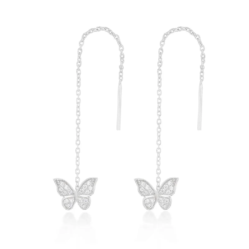 Timeless Jewelry Styles At Wallet-Friendly Prices Sterling Silver Cubic Zirconia Butterfly Threader Earrings