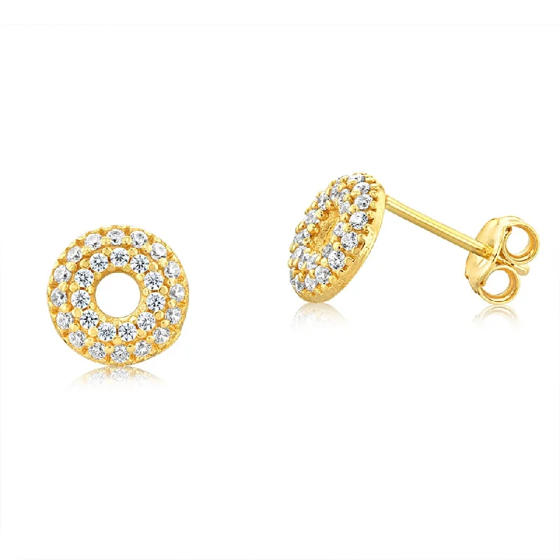 Seasonal Jewelry Clearance – Best Styles At The Lowest Prices Sterling Silver Gold Plated Cubic Zirconia Circle Of Life Stud Earrings