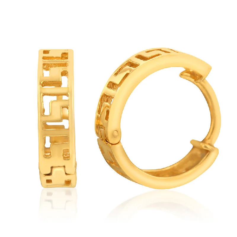 Celebrate With Sparkle – Jewelry Sale Now Live Sterling Silver Gold Plated Greek Key Hoop Earrings