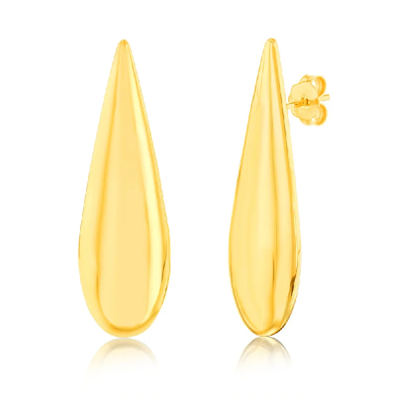 Exclusive Gemstone Jewelry At Special Prices Sterling Silver Gold Plated Polished Large Tear Drop Stud Earrings