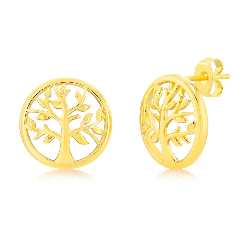 Special Jewelry Deals – Upgrade Your Collection Sterling Silver Gold Plated Tree Of Life Stud Earrings