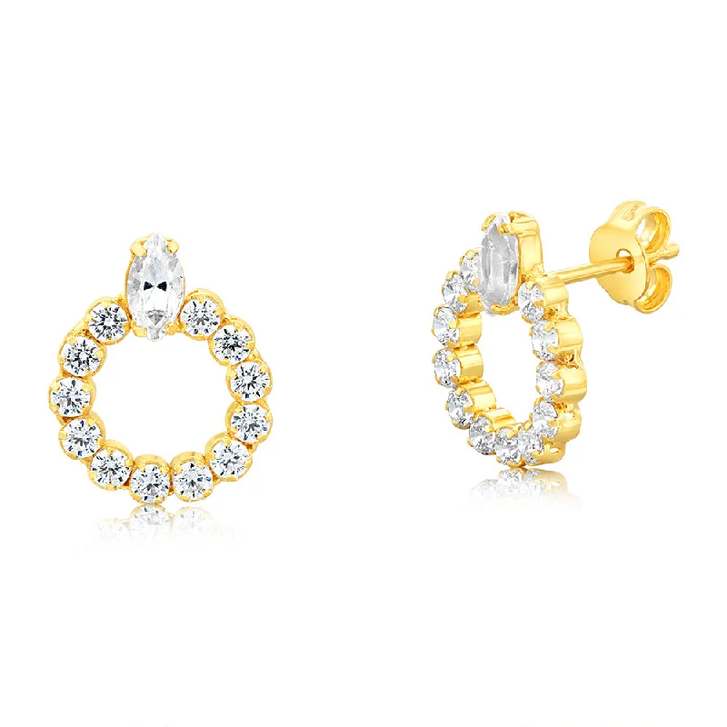 Stunning Jewelry At Even More Stunning Prices Sterling Silver Gold Plated Zirconia Circle Of Life Stud Earrings