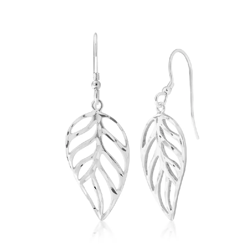 Grab Your Favorite Jewelry At The Lowest Prices Sterling Silver Open Leaf Drop Earrings