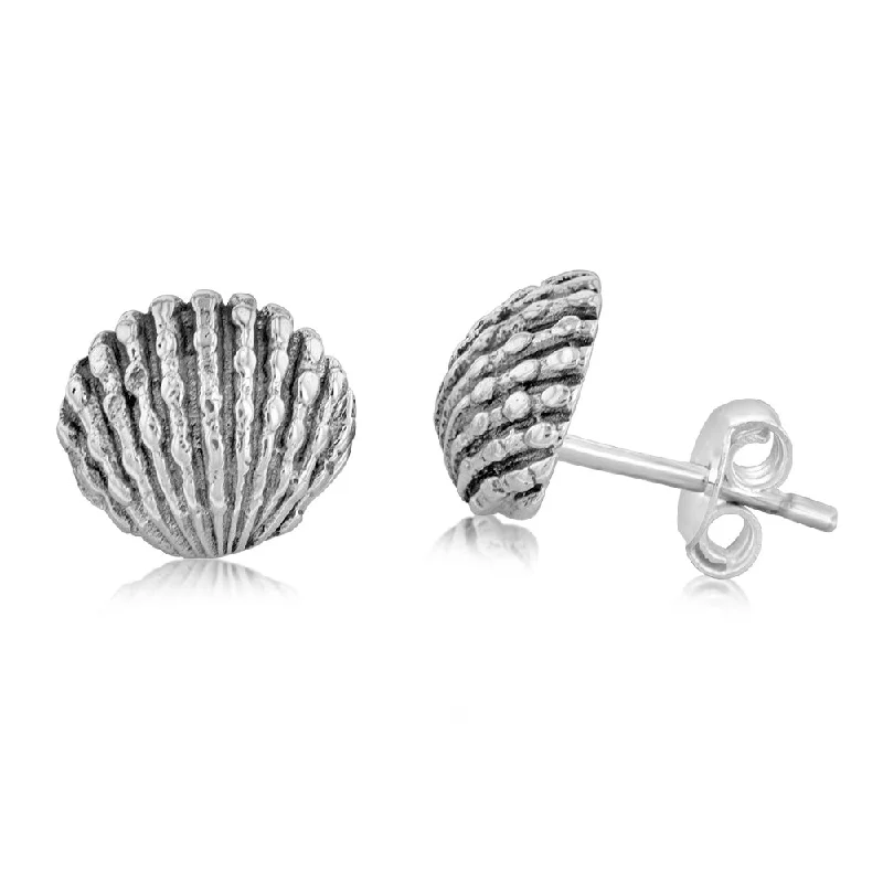 Exclusive Jewelry Sale Event – Shop Now Sterling Silver Oxidised Shell Stud Earrings