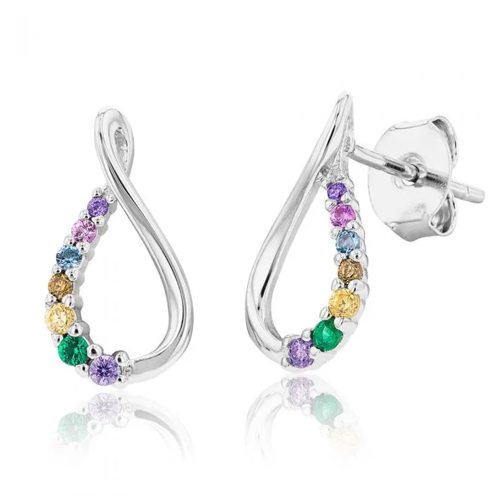 Exclusive Jewelry Markdowns – Limited-Time Offer Sterling Silver Rainbow Multicolour Cubic Zirconia On Infinity Earrings