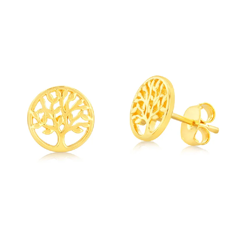 Shop Stylish Jewelry Now And Save Big Sterling Silver Rose Gold Plated Tree Of Life Stud Earrings