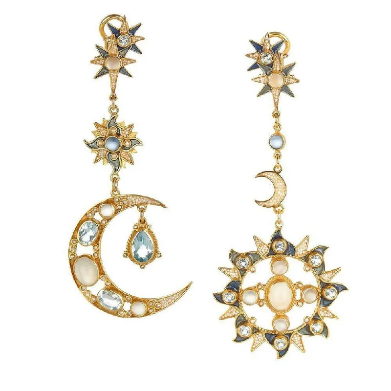 Accessorize For Less – Luxury Jewelry At Affordable Prices Sun and Moon Earrings in Blue Topaz and Moonstone