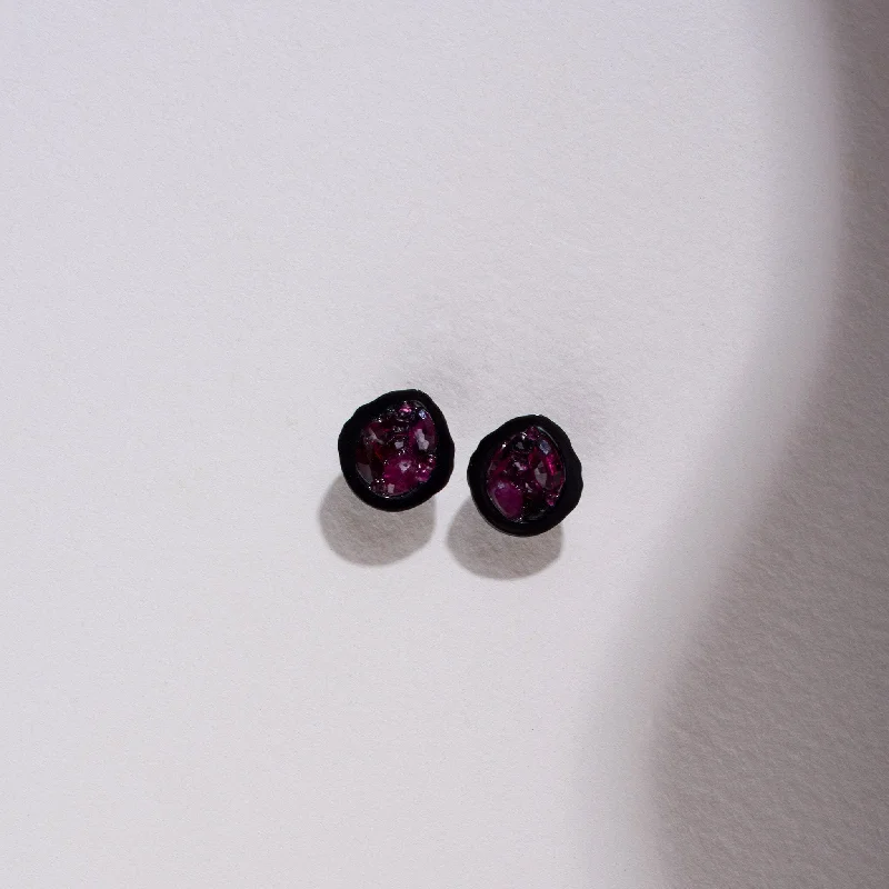 High-Quality Gemstone Jewelry For Special Occasions Tahitian Pearl Geode Stud Earrings with Ruby