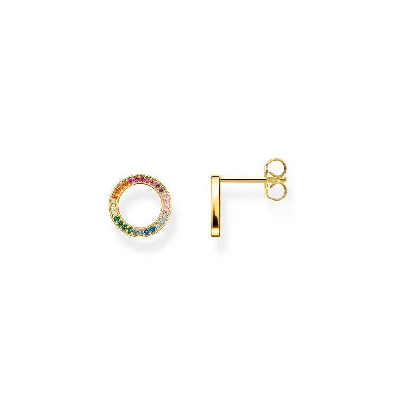 Get The Jewelry You Love At A Price You Love Thomas Sabo Sterling Silver Gold Plated Together Ring Rainbow CZ Stud Earrings